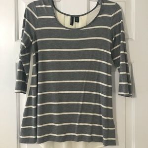 Gray & cream striped blouse
